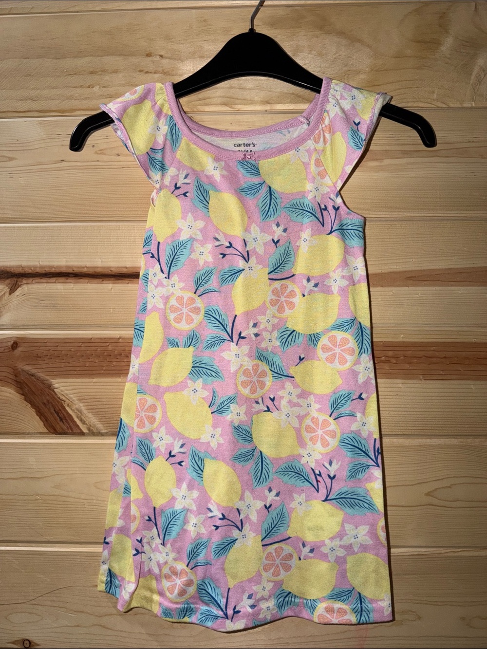 Carter's Pink Dress with Yellow Lemon & Teal Leaf Print